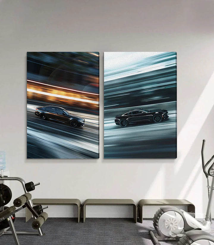 Tableau Speed Rush décoration séjour contemporain mur blanc Massinart