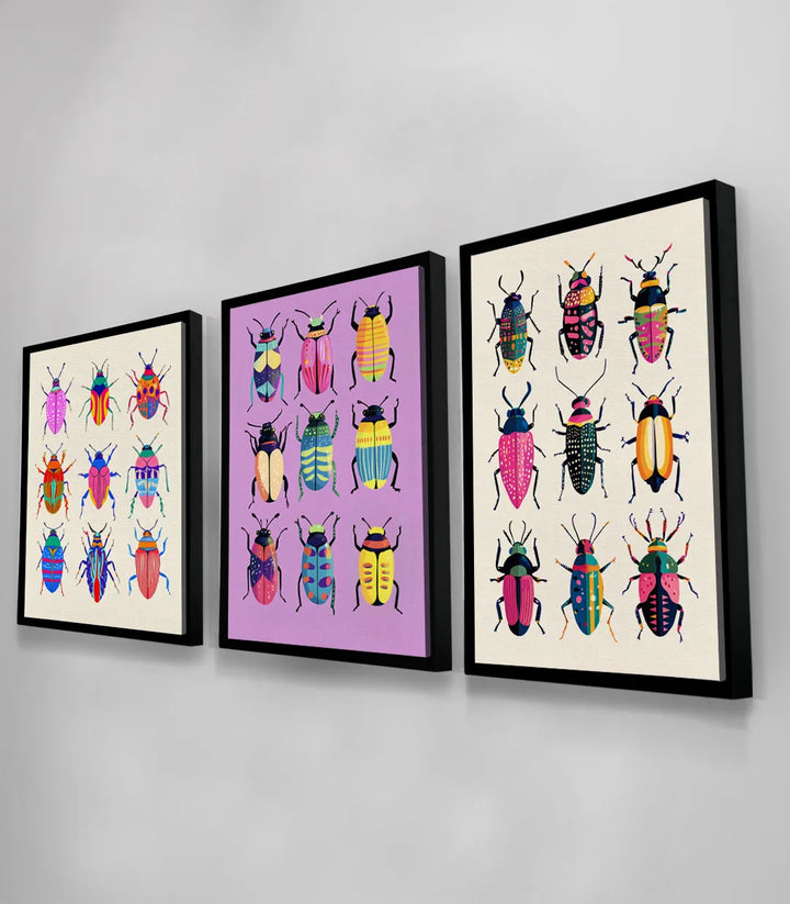 Mise en situation triptyque Insecta chambre moderne Massinart