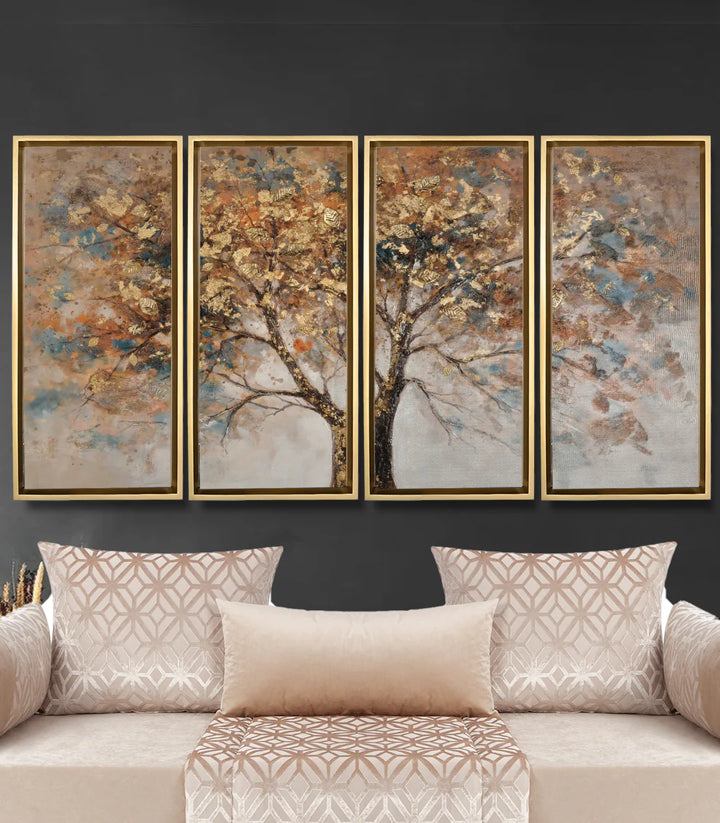 Mise en situation salon moderne triptyque Tree of Life Massinart