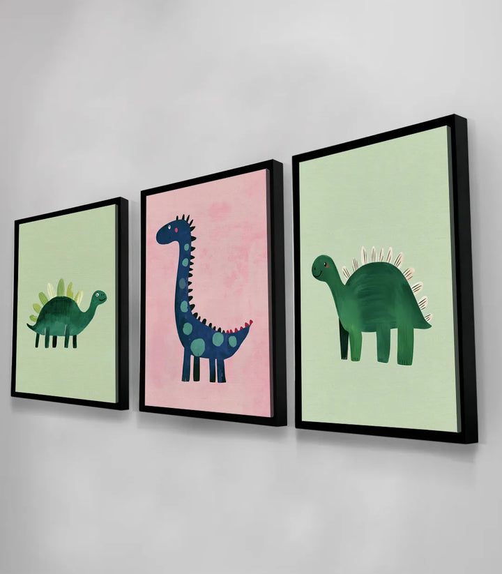 Tableaux dinosaures sur mur chambre fille moderne Massinart