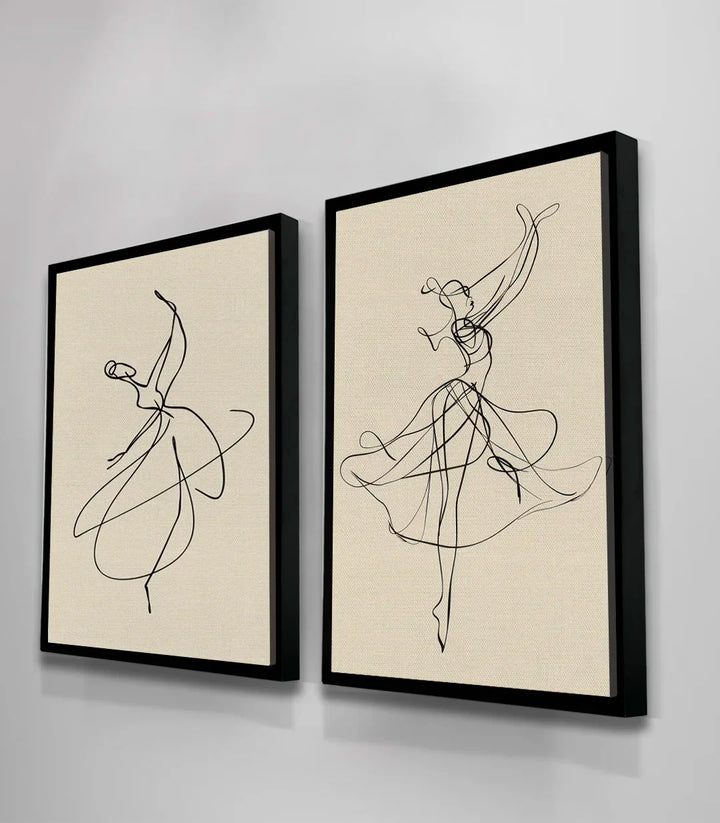 Tableau Ethereal Dance diptyque salon moderne — mise en situation décoration intérieur Massinart