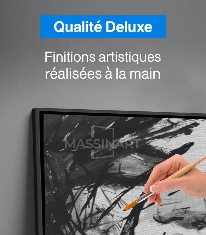 Tableau portrait abstrait Unbroken — détail des traits expressionnistes Massinart
