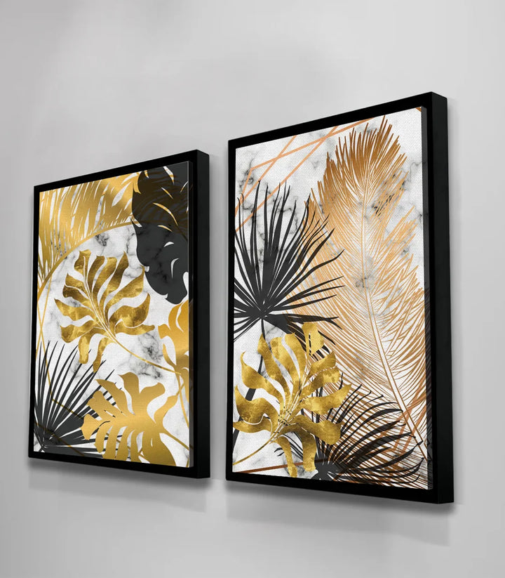 Ambiance salon luxe - diptyque marbre doré et noir avec coussins assortis, Massinart