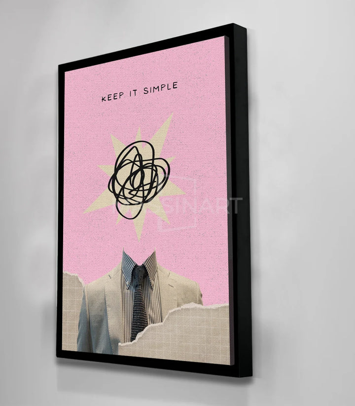 Mise en situation chambre tableau Keep It Simple Massinart rose et beige
