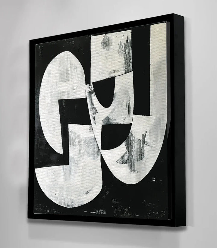 Tableau Rhythm Massinart — mise en situation séjour salon gris