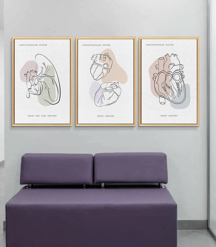 Tableau Heart Anatomy - système cardiovasculaire complet linéaire, détails anatomiques — Massinart