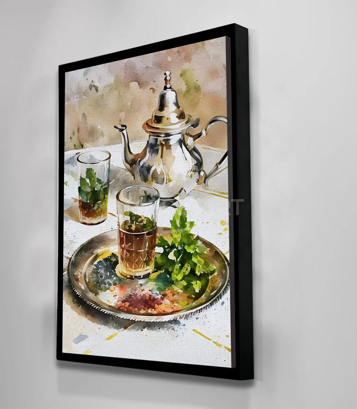 Tableau Moroccan Tea mise en situation couloir — art mural Massinart