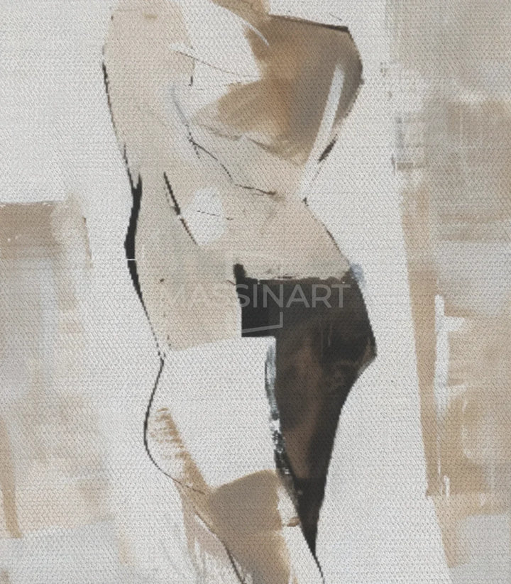 Tableau art figuratif, silhouette femme beige Massinart