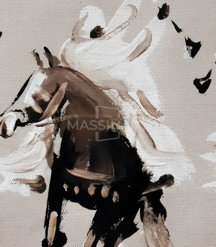 Tableau art équestre oriental Tbourida Echo encadré noir Massinart