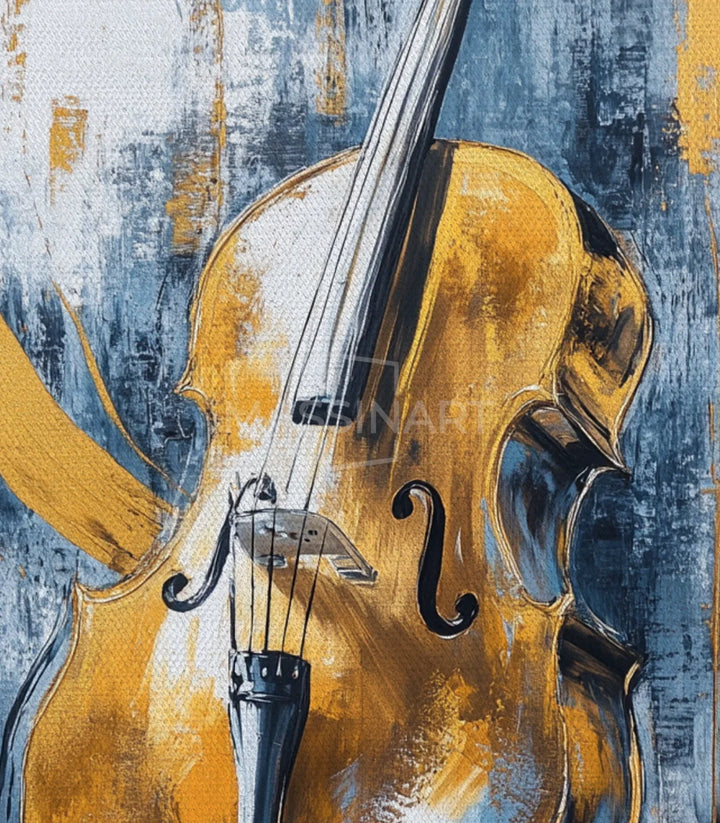 Tableau Cello Massinart — mise en situation chambre décoration murale
