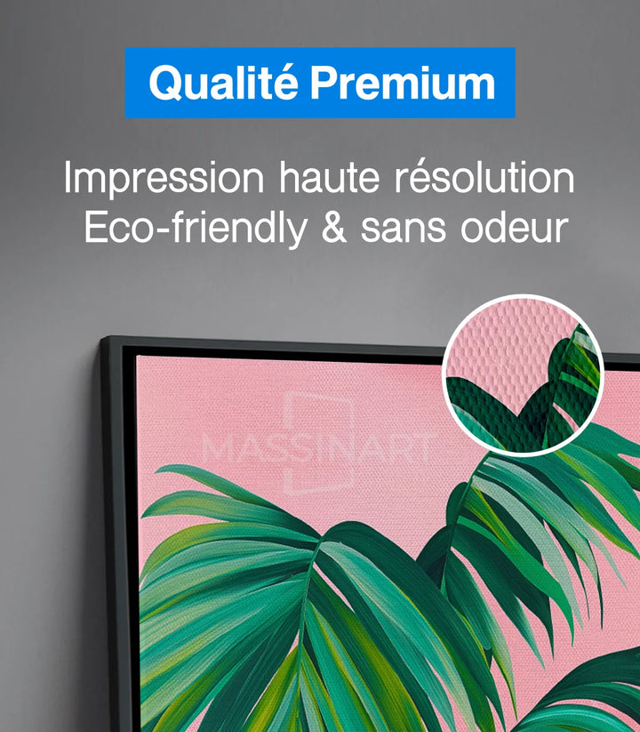 Tableau Soft Fronds Massinart — cadre noir carré