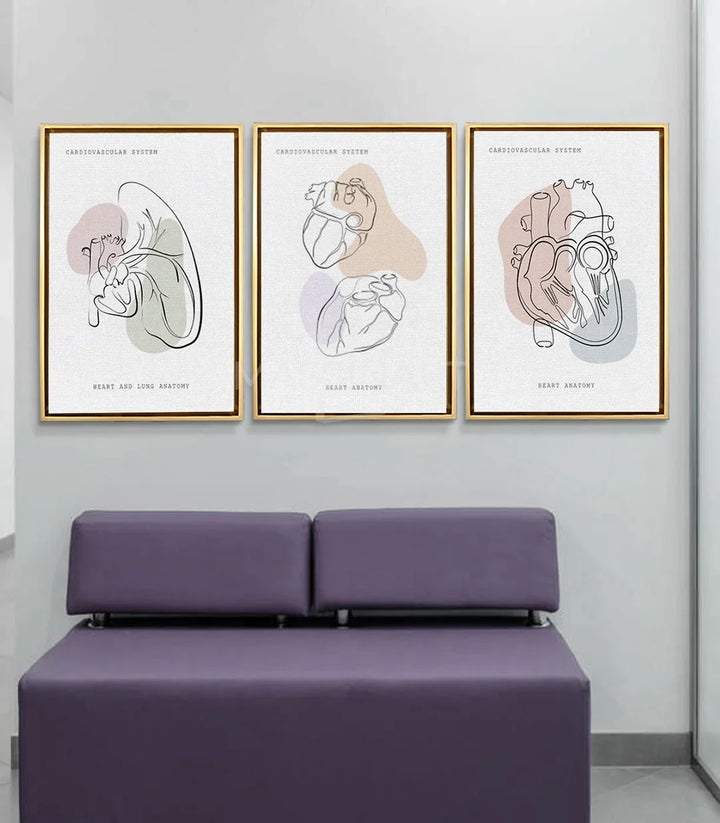 Tableau Heart Anatomy - cœur anatomique central, tons beige et lavande — Massinart