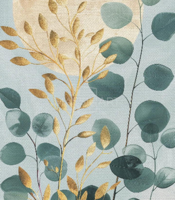 Tableau botanique chambre fille — eucalyptus vert-sage et lune Massinart
