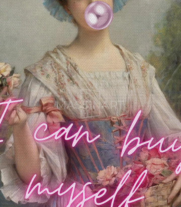 Détail neon — Tableau Self-Bouquet texte rose pop-art Massinart