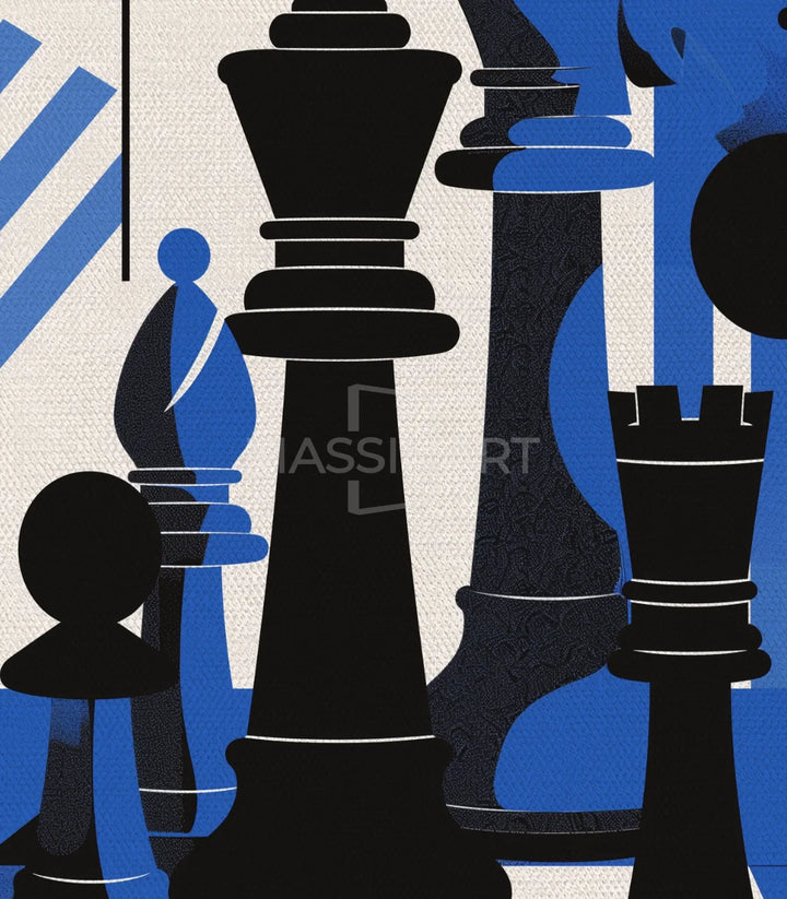Tableau Chess Massinart — mise en situation bureau moderne avec décoration murale