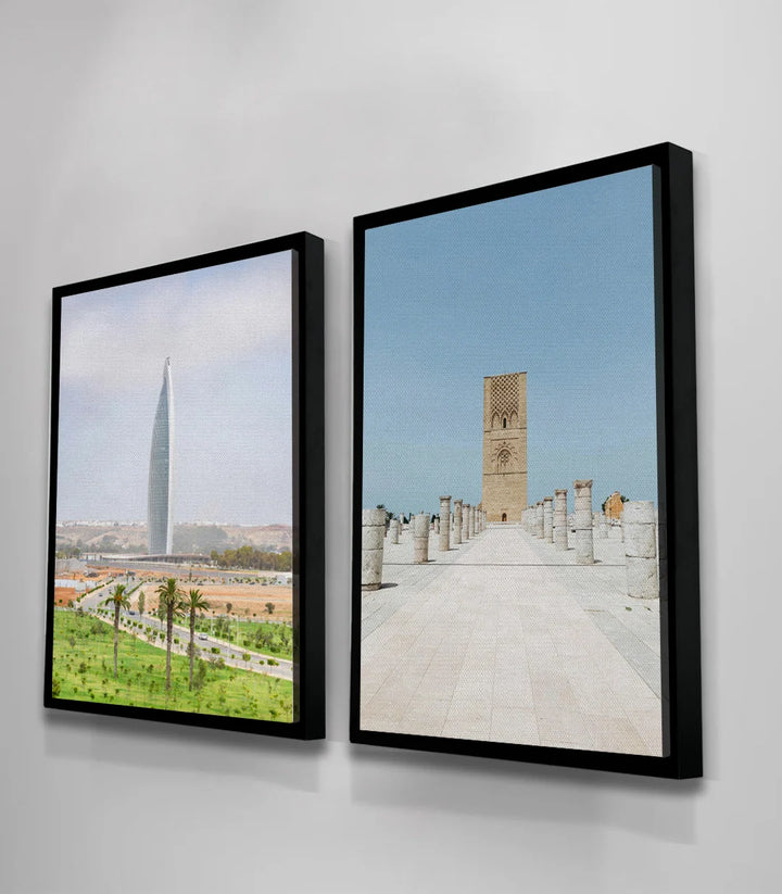 Tableau Rabat Now & Then Massinart — diptyque vertical mur salon design moderne