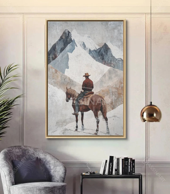 Tableau Cowboy western vertical en décoration intérieur couloir contemporain — Massinart