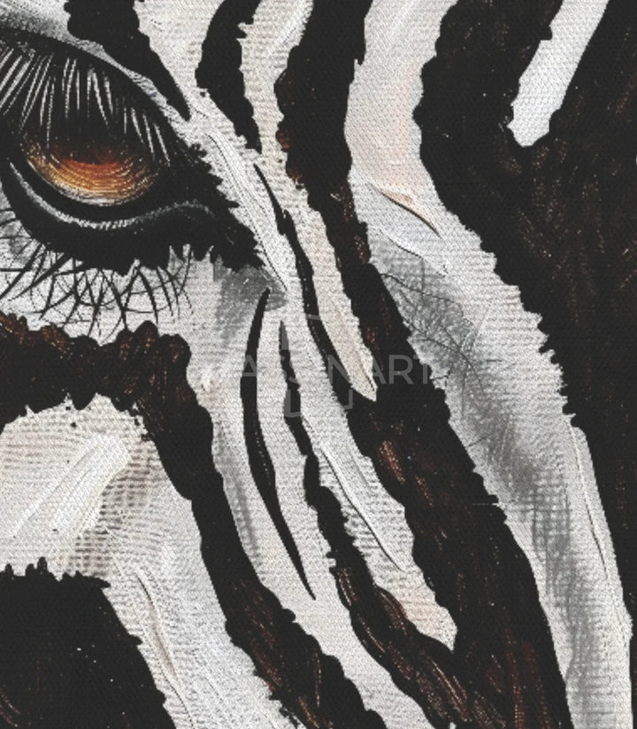 Tableau zèbre Massinart — détail texture peinture expressionniste
