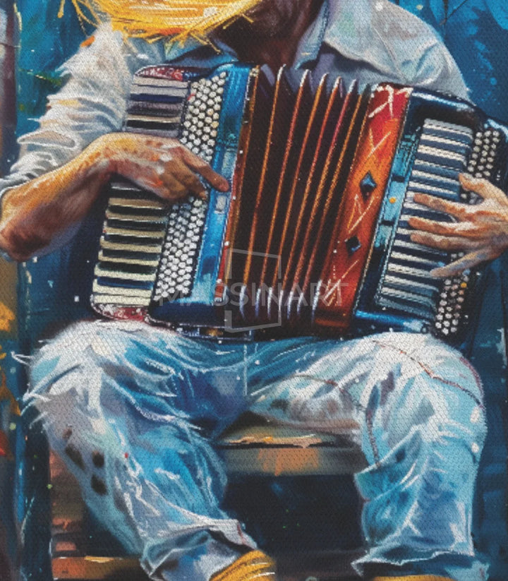 Tableau Accordionist encadré noir Massinart