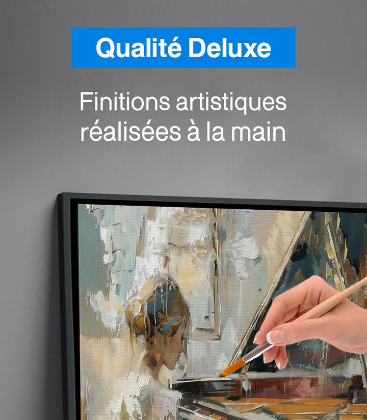 Ambiance décoration intérieur Tableau First Note Massinart — salon contemporain avec tableau musical encadré