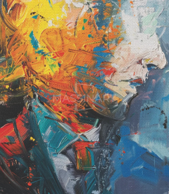Tableau Aura portrait abstrait vertical, mise en situation Massinart