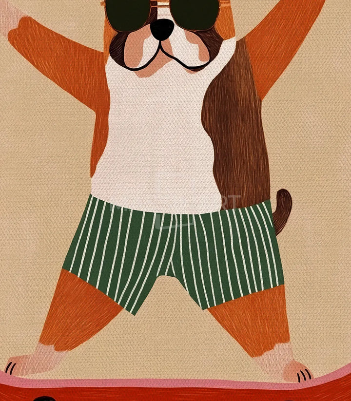 Mise en situation Puppy Skaters triptyque chambre garçon fille Massinart