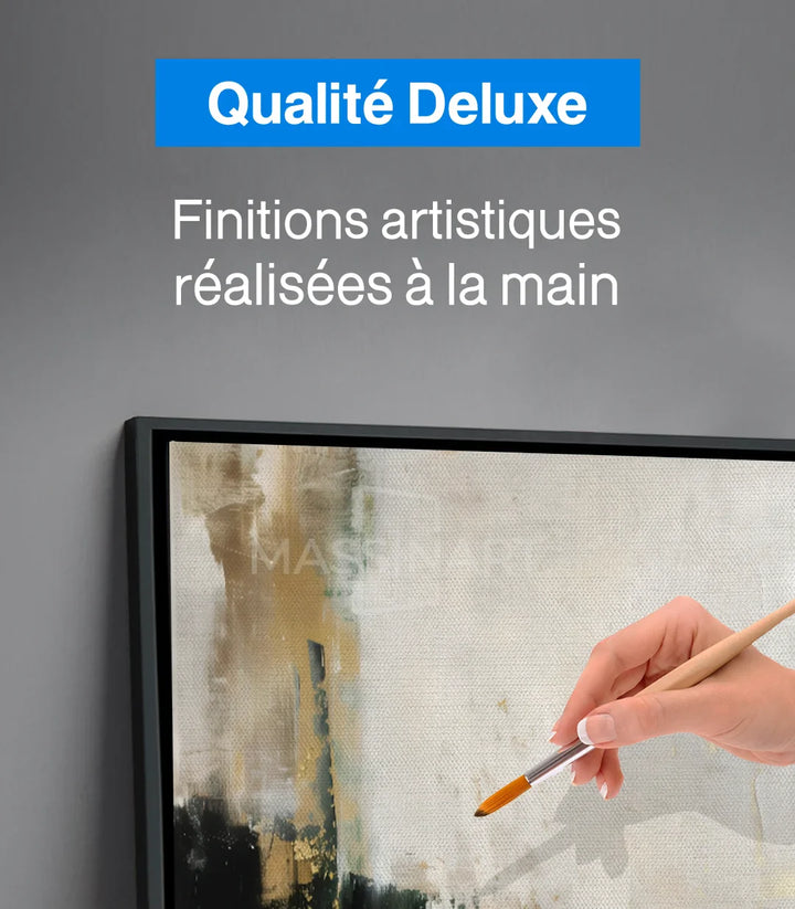 Harmonie couleurs Tableau Allure beige vert noir minimaliste — Massinart