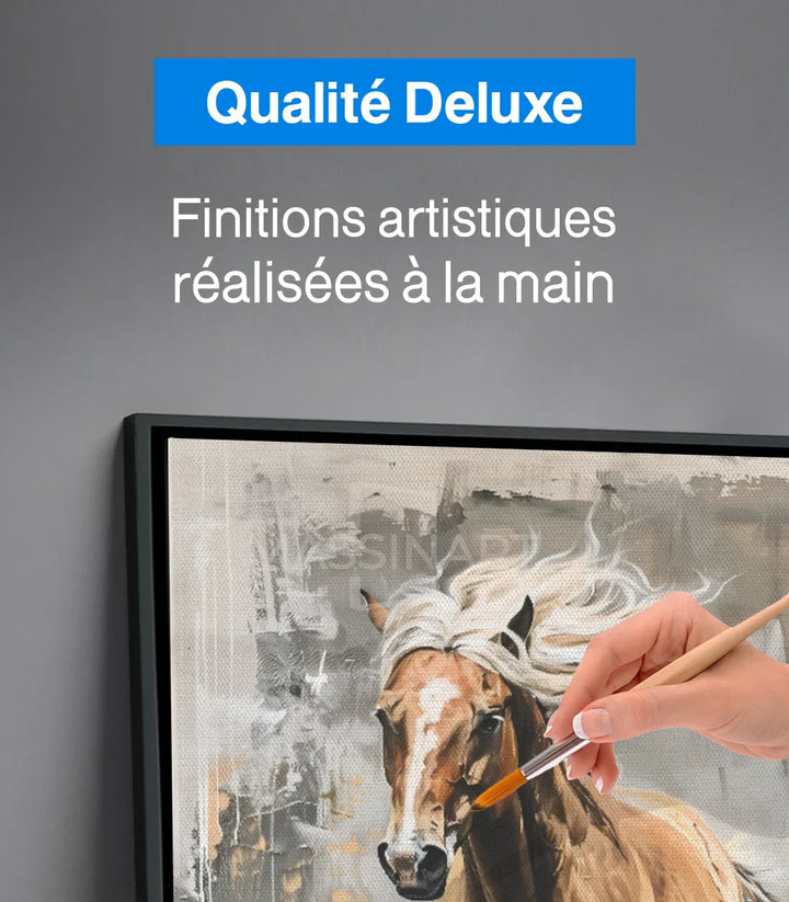 Tableau cheval galop dans séjour contemporain Massinart