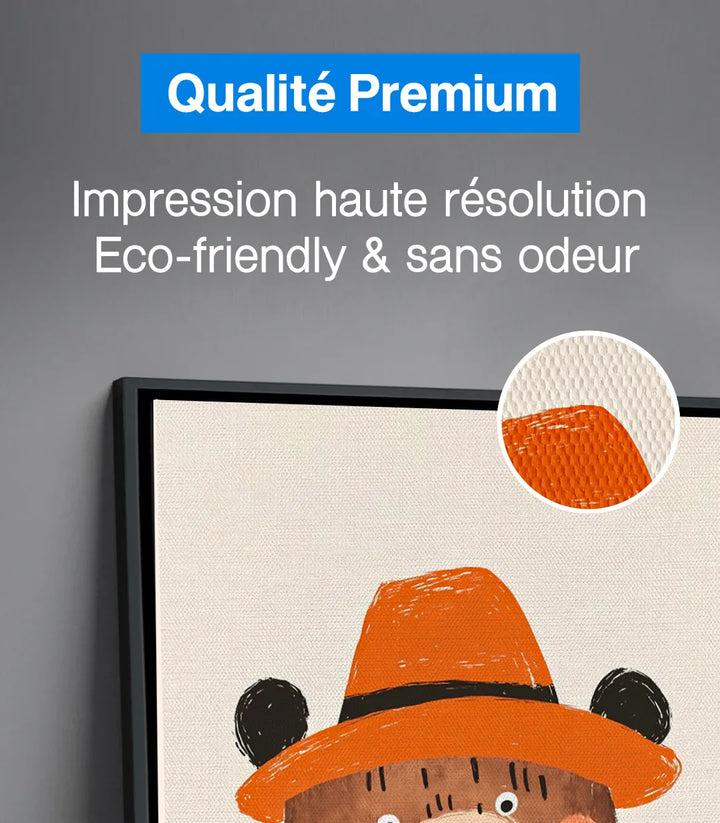 Art mural diptyque enfants ours cowboy orange Massinart