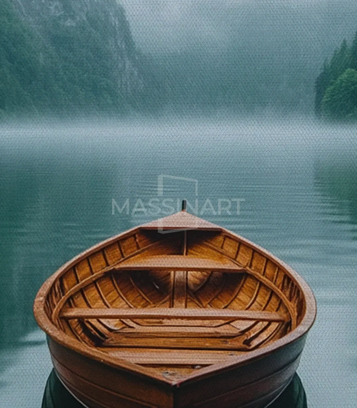 Détail cadre The Quiet Float - peinture barque lac qualité premium encadrée Massinart