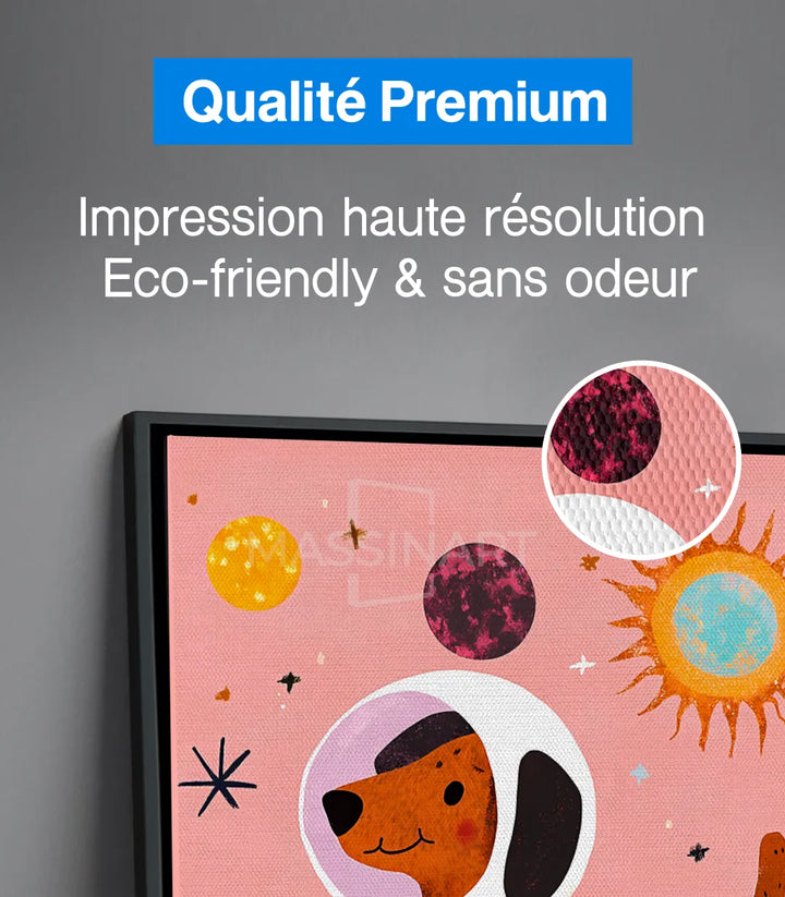 Tableau mural Astro Dogs cosmos enfant illustration jeunesse Massinart — Massinart