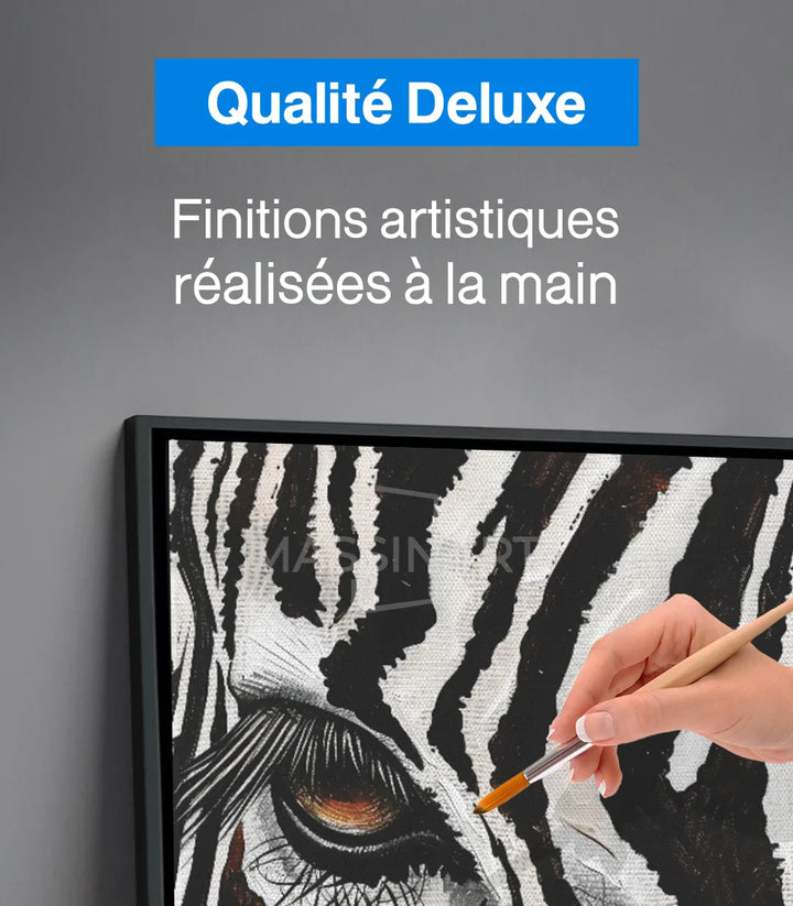 Tableau zèbre Massinart — mise en situation couloir décoration