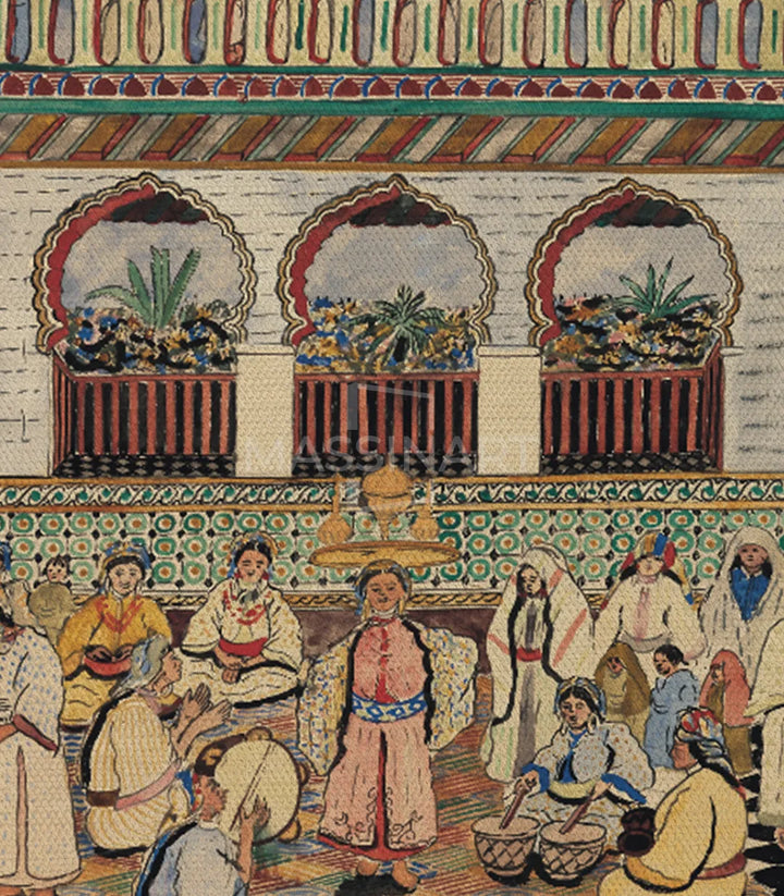 Simulation décoration intérieur salon tableau scène orientale marocaine Massinart