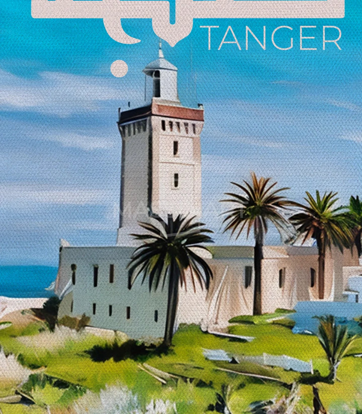Tableau Phare Tanger style vintage poster architecture Massinart