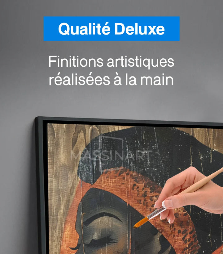 Peinture figurative femme africaine tons chauds Massinart