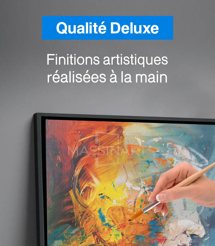 Tableau Aura profil tête abstraite, couleurs vives orange bleu Massinart