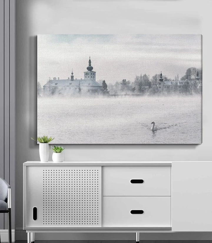 Tableau Winter Landscape mise en situation décoration mur salon Massinart