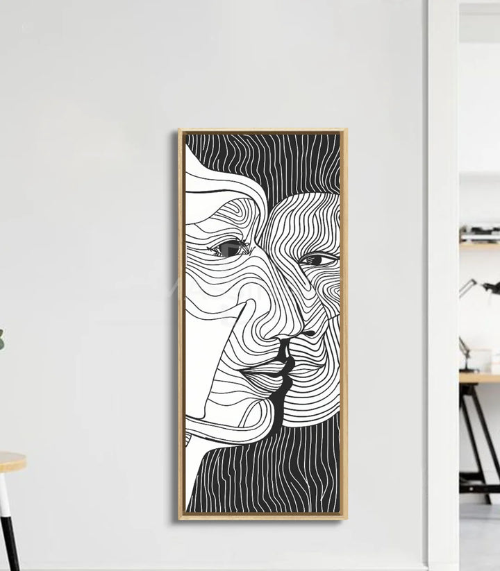 Décoration intérieur couloir tableau bond visage minimaliste noir blanc Massinart