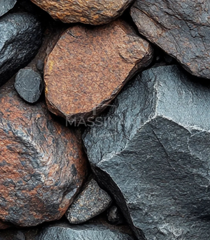 Harmonie couleurs minérales — Tableau Rock Balance Massinart, noir doré terracotta