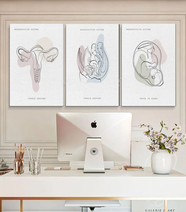 Mise en situation triptyque Womb Essence décoration bureau moderne Massinart