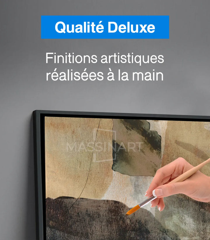 Tableau paysage abstrait terracotta beige, texture aquarelle, style contemporain minimaliste Massinart