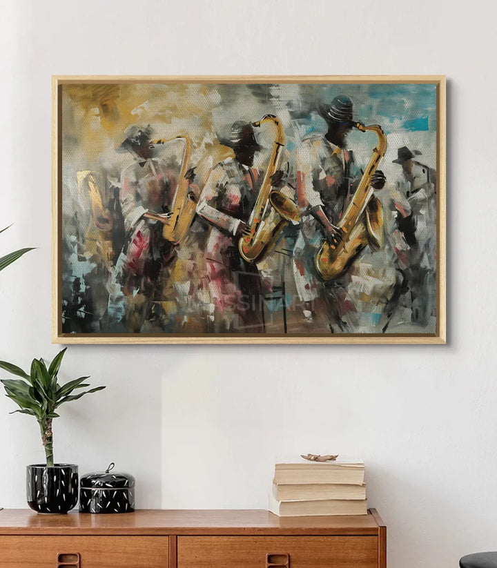 Décoration intérieur bureau — Tableau All about Jazz Massinart créant ambiance musicale artistique