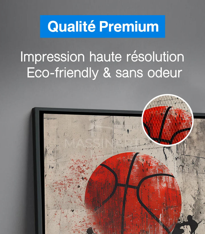 Mise en situation chambre - tableau pop-art basketball Massinart
