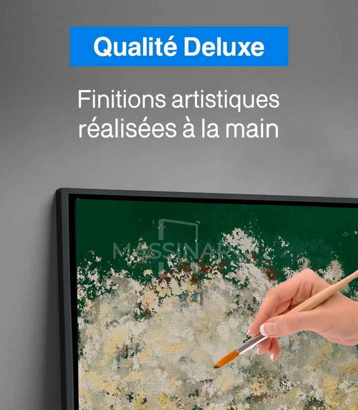 Tableau Happiness Tree palette vert beige doré Massinart