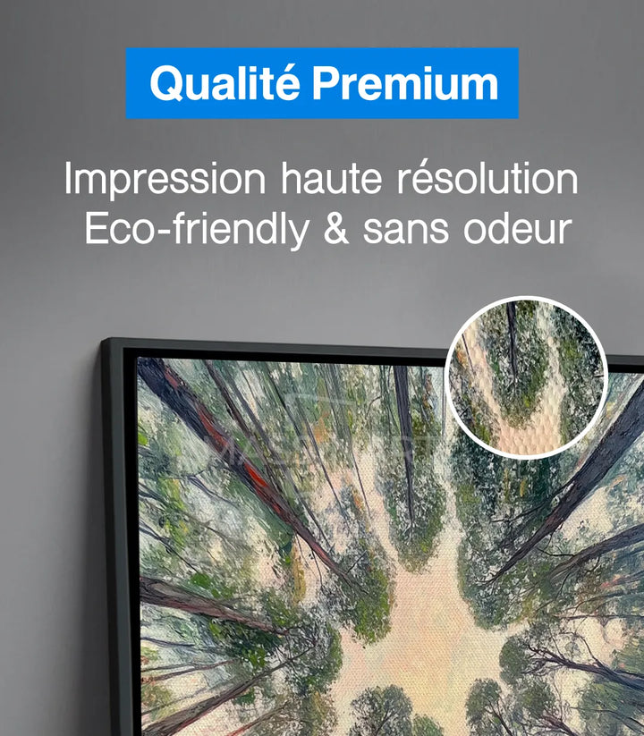 Détail couleurs tableau forêt verte et beige Massinart