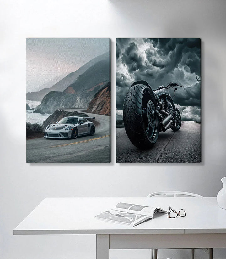 Décoration intérieur moderne voiture moto noir blanc Massinart