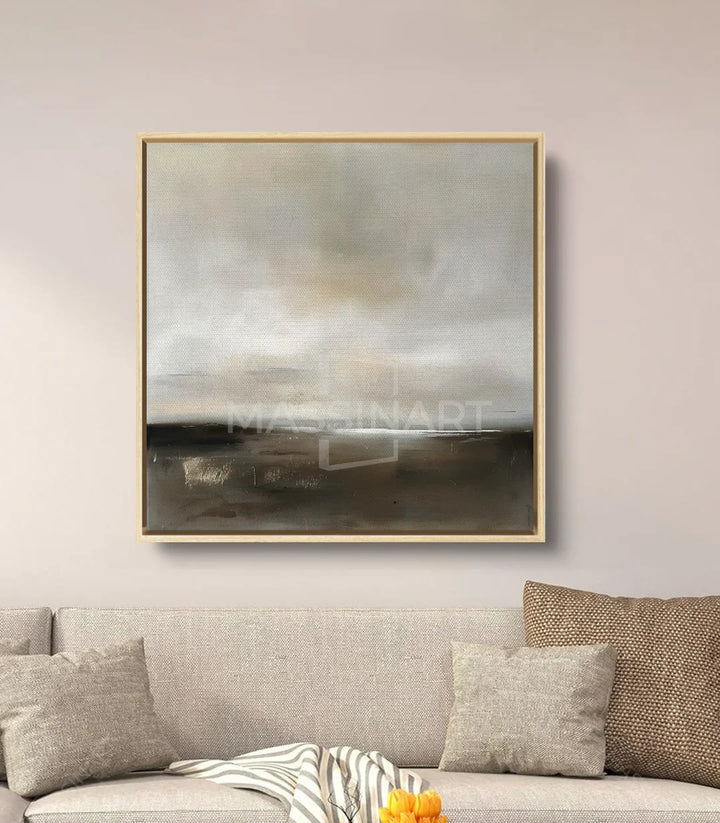 Tableau Skyward mis en situation couloir contemporain, paysage zen — Massinart