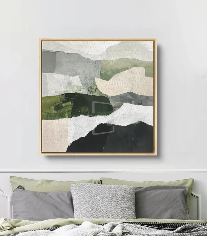 Tableau Zenith paysage minimaliste cadre noir chambre épurée Massinart