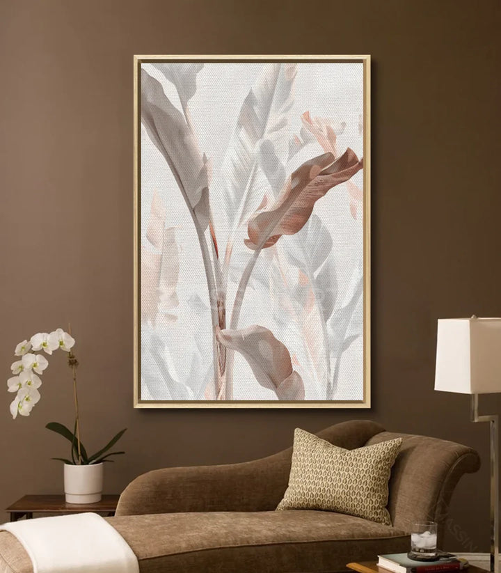Décoration intérieur salle à manger, tableau nature Eden au-dessus canapé marron — Massinart