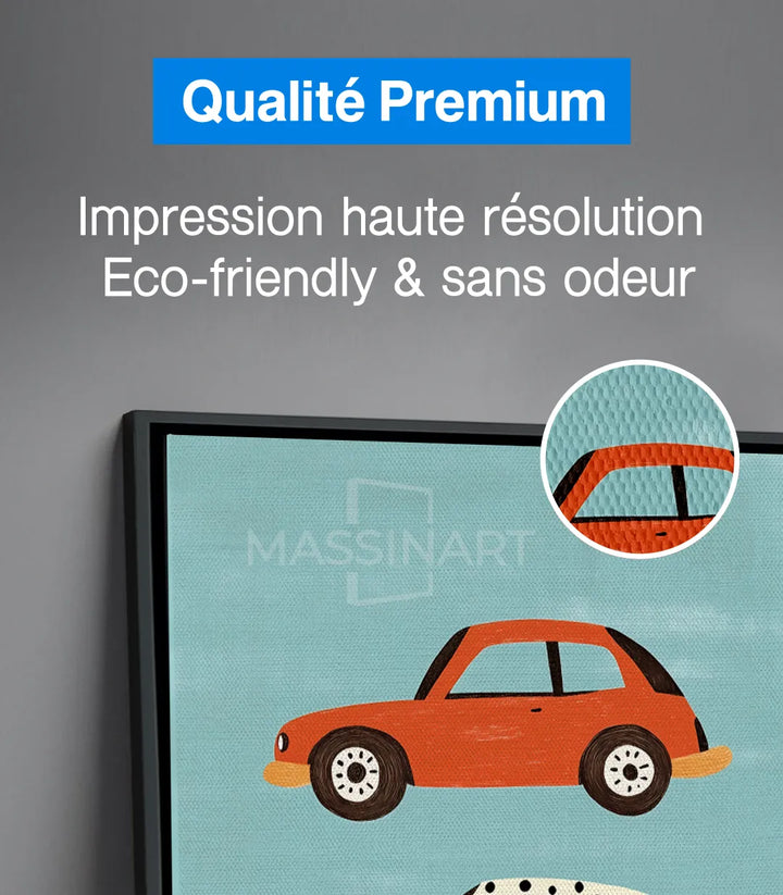 Mise en situation chambre enfant triptyque automobiles Massinart